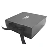 Custom Flat Folding Packaging Gift Present Cheap Hard Cardboard Box With Black Ribbon
