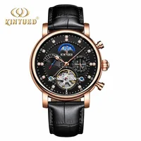 

KINYUED J025 Automatic Watches Men Luxury Brand 2018 Mechanical Skeleton Watch Mens Moon Phase Calendar Sport Male Clock add Gif