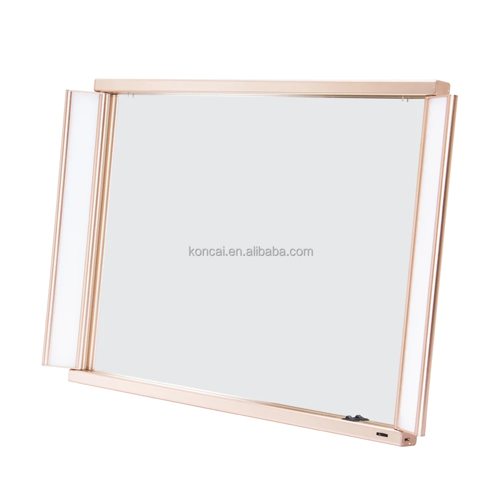

Professional LED lighting make up mirror, magnifying mirror lamp, modern mirror with aluminum frame and 2 pcs light tubes, Golden;silver or custom colors