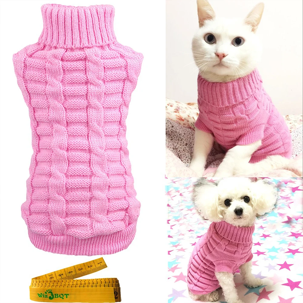 

Warm Costume Knitted Braid Turtleneck Sweater Knitwear Outerwear Sweater Pet Dog Clothes for Dogs & Cats, Multi color