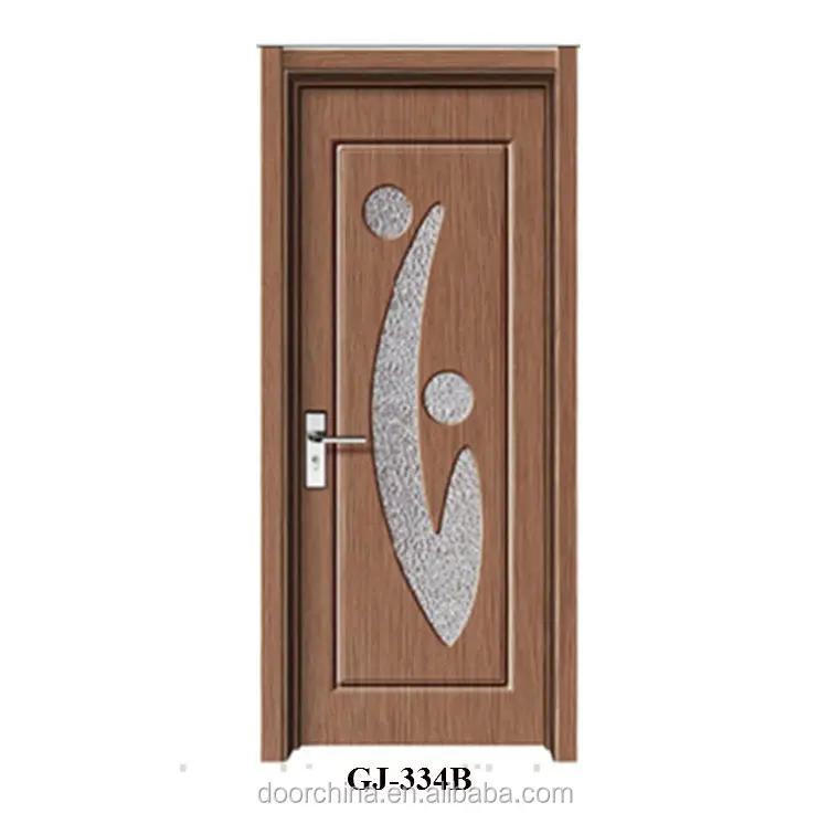 GJ-334B ПВХ мембрана МДФ внутренняя заподлицо дверь с стеклом конкурентоспособные цены