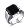 Creative Rings Wholesale Stainless Steel Black Agate Ring Steel Color Men's Rings Hand Decoration New Products