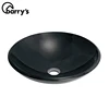 modern bathroom design black coloured big size round shape tempered glass sink
