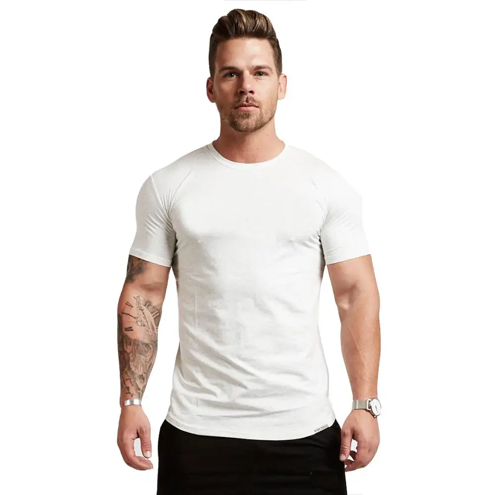 

Wholesale Custom Gym T Shirt High Quality Round Neck Fitness Sport White T-shirt Men