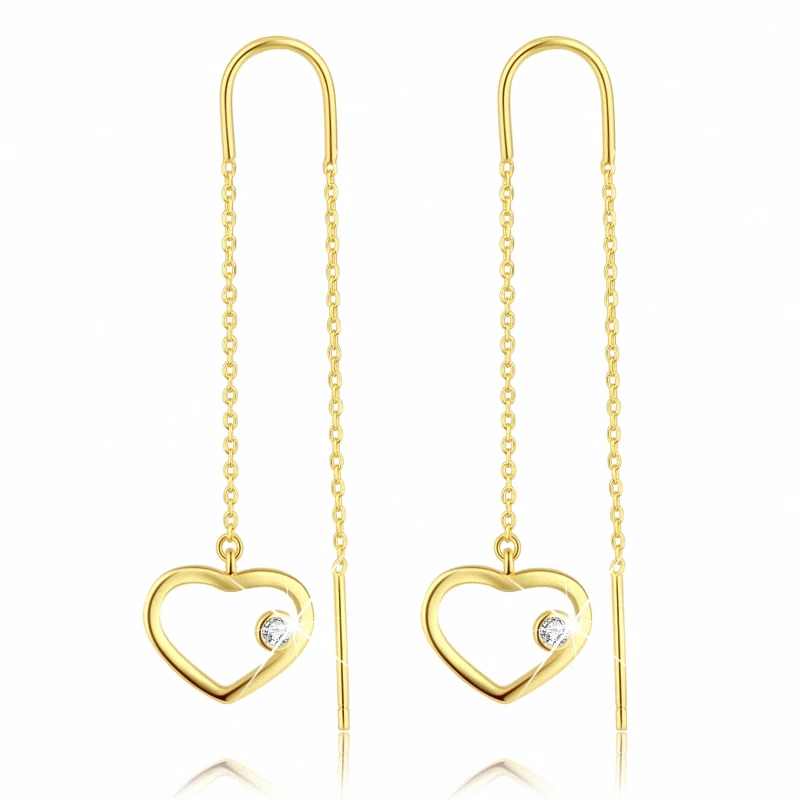 

Wholesale 925 Sterling Silver Long heart Cubic Zirconia Drop Earrings For Romantic Anniversary Gift