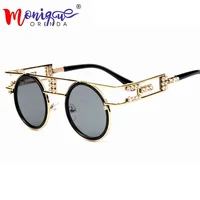 

High Quality Metal Frame Steampunk Sunglasses Women Brand Designer Handmade Round Men Gothic Sun glasses Vintage Eyeglasses