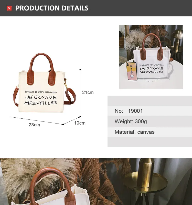 Wholesale Classic Canvas Hand Bag OEM New Designer Women Custom Fashion Tote Lady Handbag
