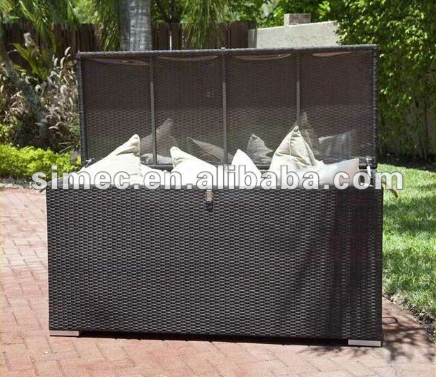 
Hot Sale wicker PE rattan outdoor garden cushion storage box 