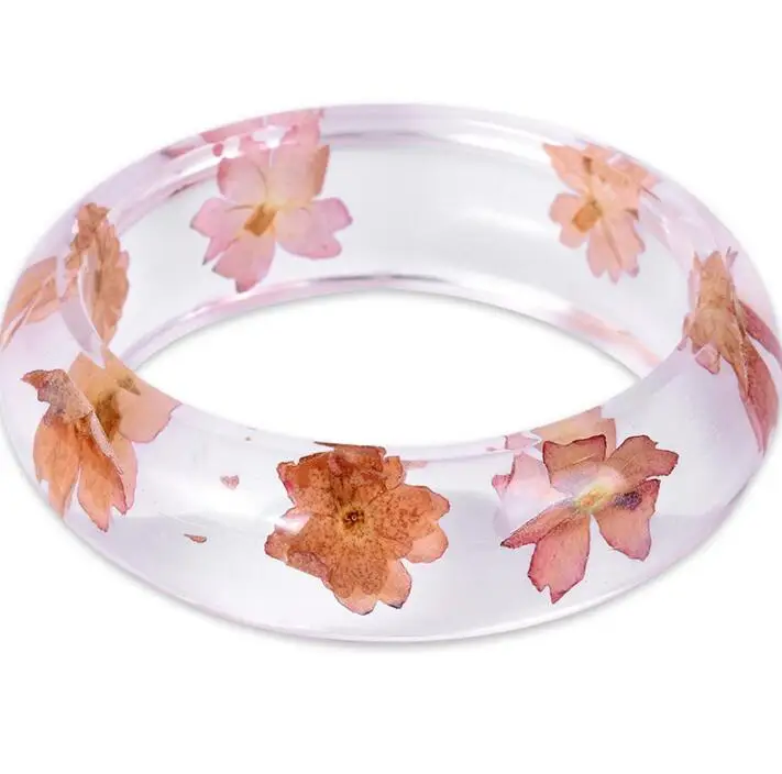 

Dried Flower Starfish Shell Bracelet Women Red Plastic Bangle Jewelry Handmade