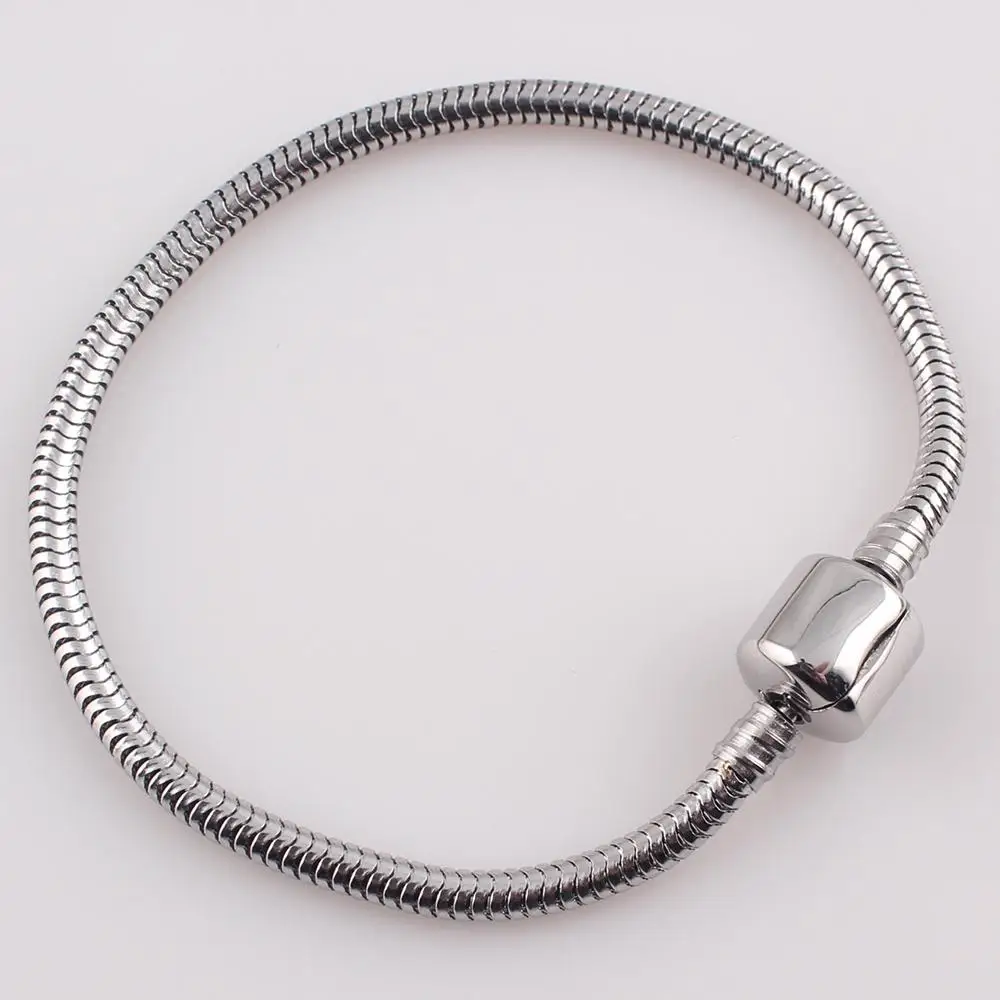 

Wholesale 19cm, 16cm European Charm Bracelet For Women and Girls Bead Charms, Stainless Steel Snake Chain, Silver color
