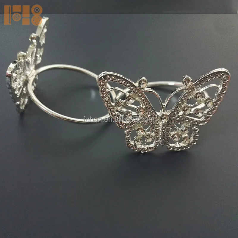 

2019 new arrivals silver crystal butterfly napkin holders for wedding table decoration