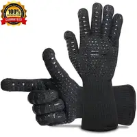 

Feiyou black Heat Resistant Barbecue Grilling Glove FirePlace Cooking Glove Oven Mitts BBQ Grill Gloves for outdoor/home