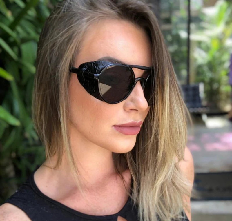

unisex 2019 new vintage round sun glasses women men retro shades brand designer custom private pu leather steampunk sunglasses