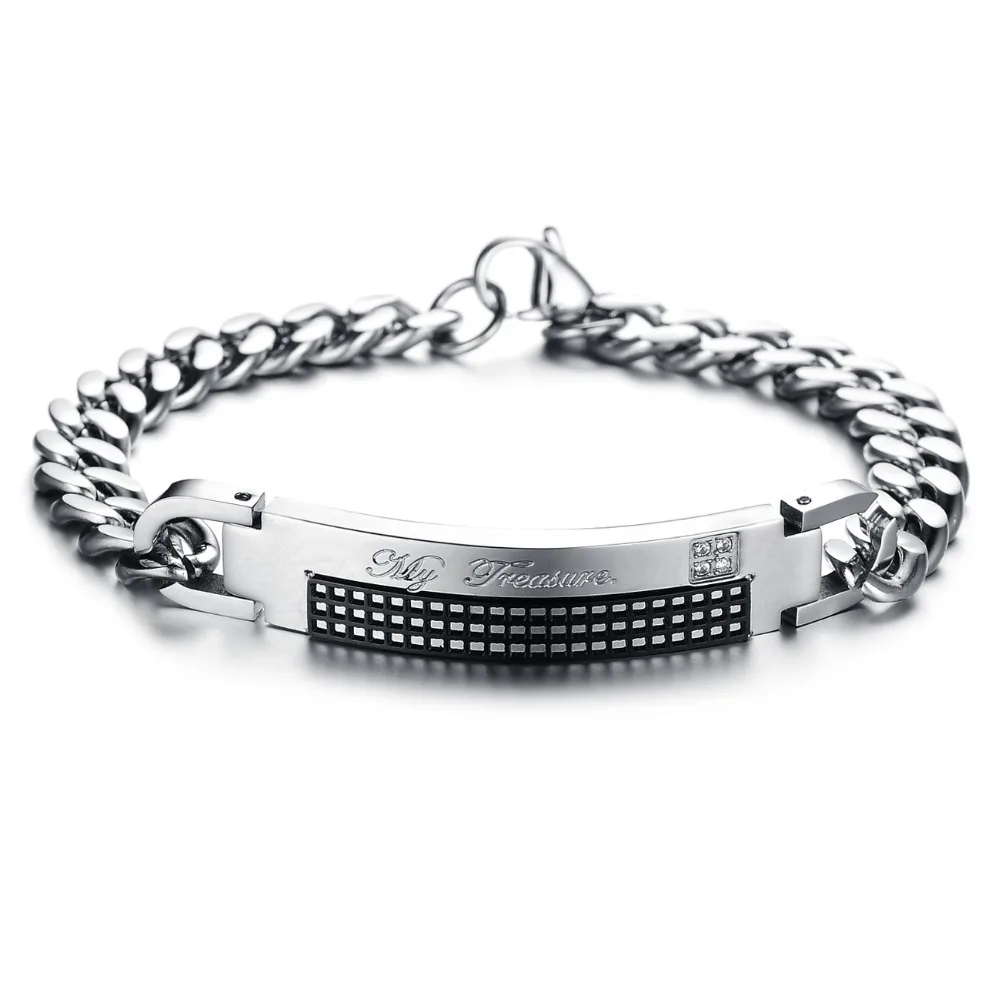 

TRYME JEWELRY Free Box! Romantic Crystal Men and Women's Lover Promise Bracelet & Bangle full steel new arrival, 708, N/a