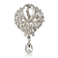 

Factory Direct Sale Large Crystal Diamante Rhinestones Teardrop Wedding Brooch Pins in Assorted Colors