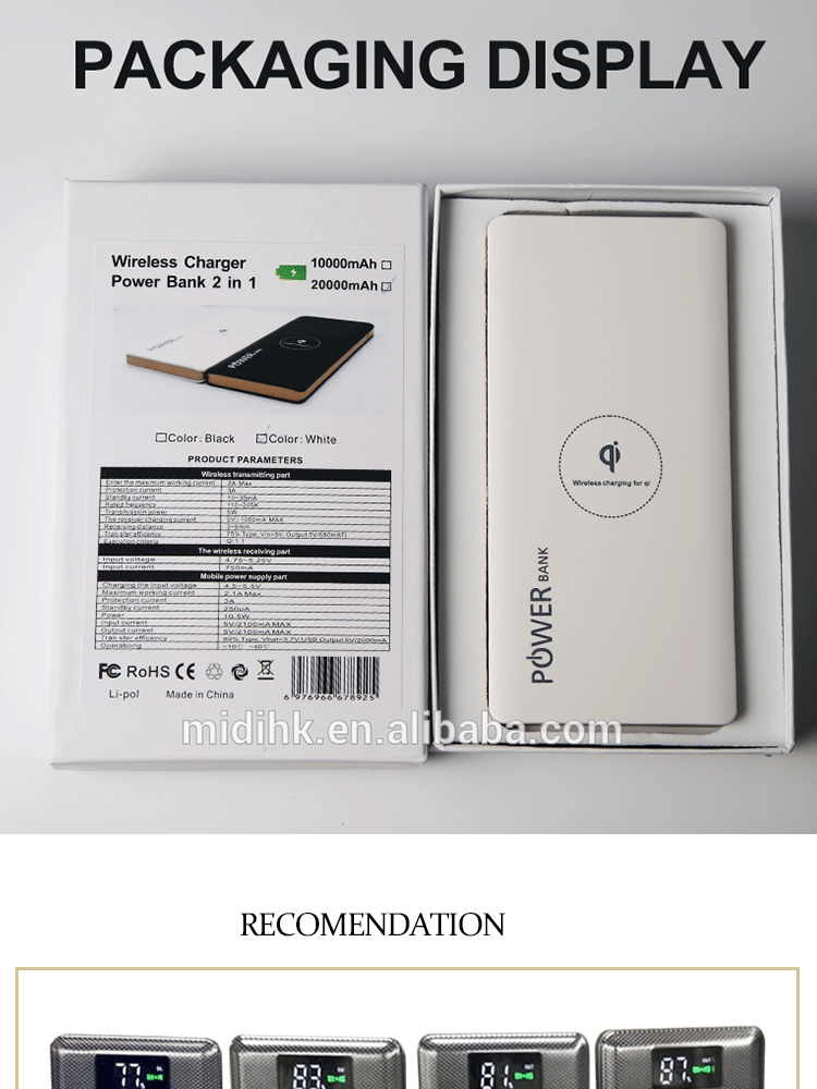 Lithium Ion Battery Wireless Power Banks 10000mah Wireless Powerbank