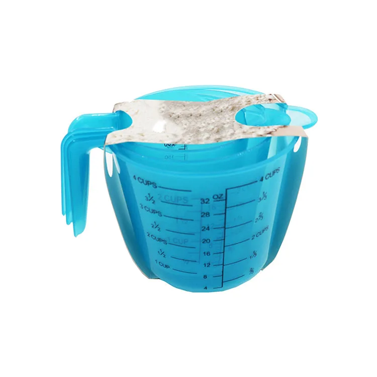 2018 Amazon Hot Sale New Product Plastic  Baking Gadget Measuring Cups 3 Set Double  Scale Cup Measuring Spoon Kitchen Tool