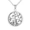 Factory Cheap Funeral Steel Jewellery with Titanium Life Tree Design Round Shape Ashes Urn Cremation Pendant Necklace GHP163