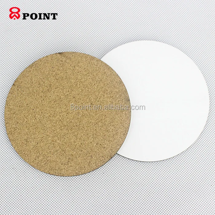 

round shape sublimation mdf coaster 95x95mm with cork back, High glossy white matte white