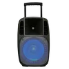 15inch portable high performance karaoke bluetooth plastic pa speaker with light and wheel