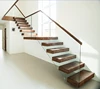 fancy interior indoor build floating staircase with solid wood step