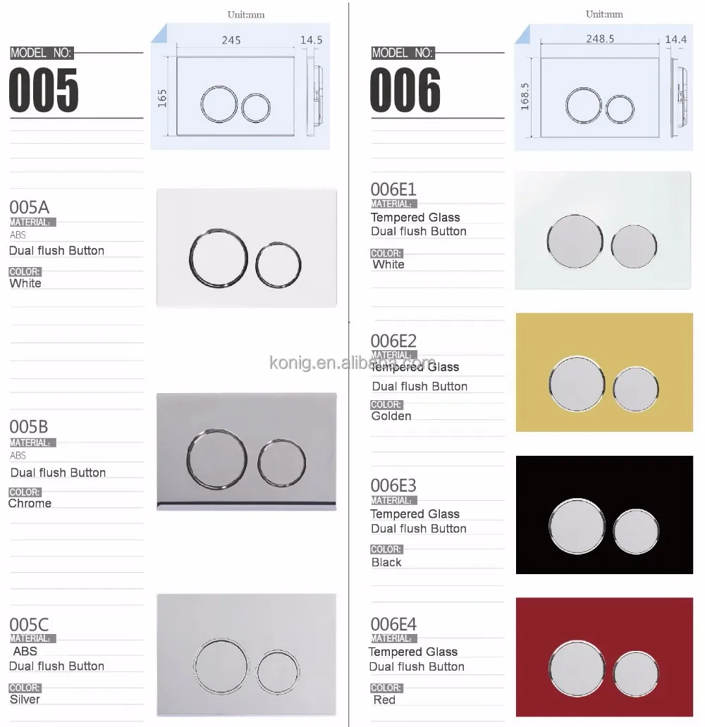 
Front push dual flush black glass plate with chrome button for hidden in wall toilet cistern K006 black glass 