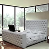 Happy night Crystal luxury leather bed with TV in foot-board G922