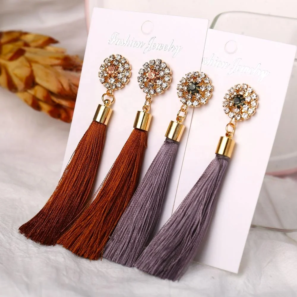 

SH1288 New Fashion Jewelry Tassel Long Earring 6 Colors Wedding Dangle Drop Earrings For Women