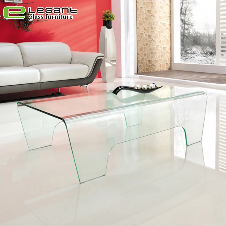 Office or home furniture new model easy move bent glass coffee table