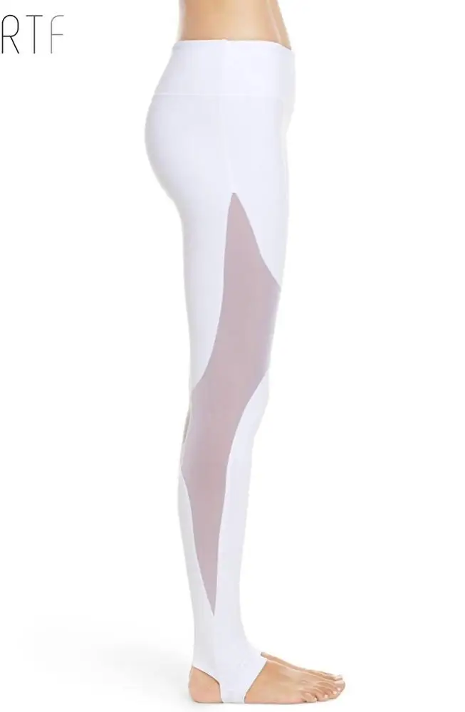 
Hot sexy white labels leggings high waist white mesh girl yoga pants ladies 