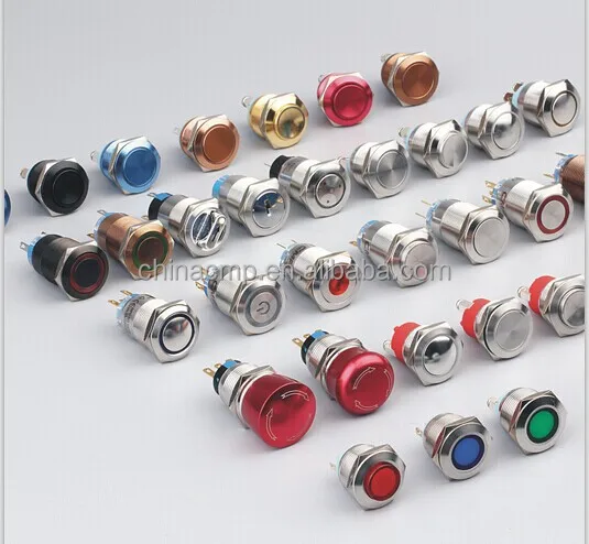 19mm anti-vandal momentary or latching led switch push button with screws terminal (TUV CE)