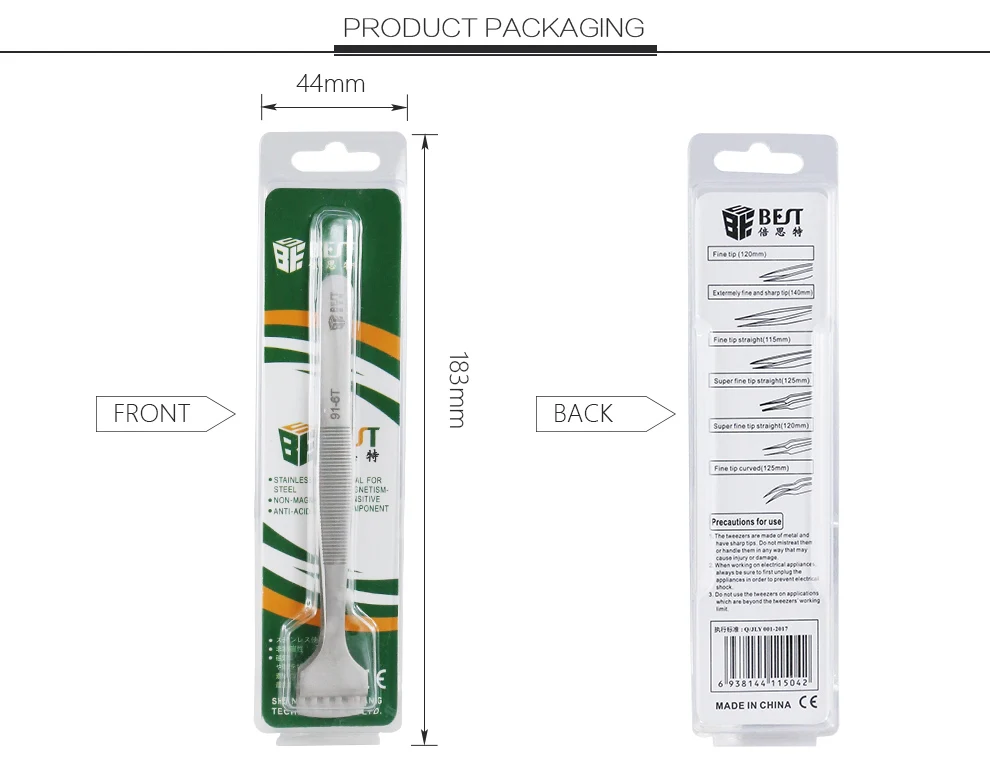 BEST-91-4T Stainless steel wafer tweezers