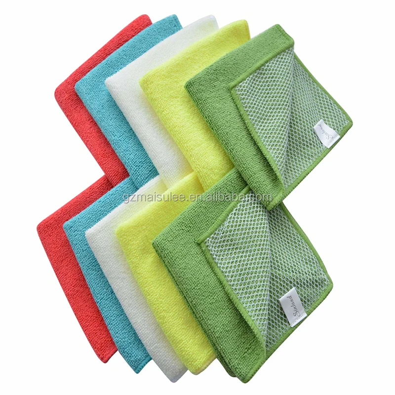 Scrubbing Dish Cloths Microfiber 12 X 12 Inch Kitchen Towel With Poly