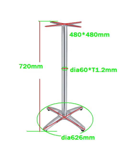 restaurant ss dining table 4 leg base
