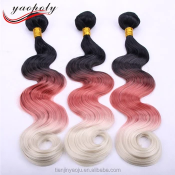 Three Tone Color Body Wave Synthetic Hair Extension Gradient Ombre