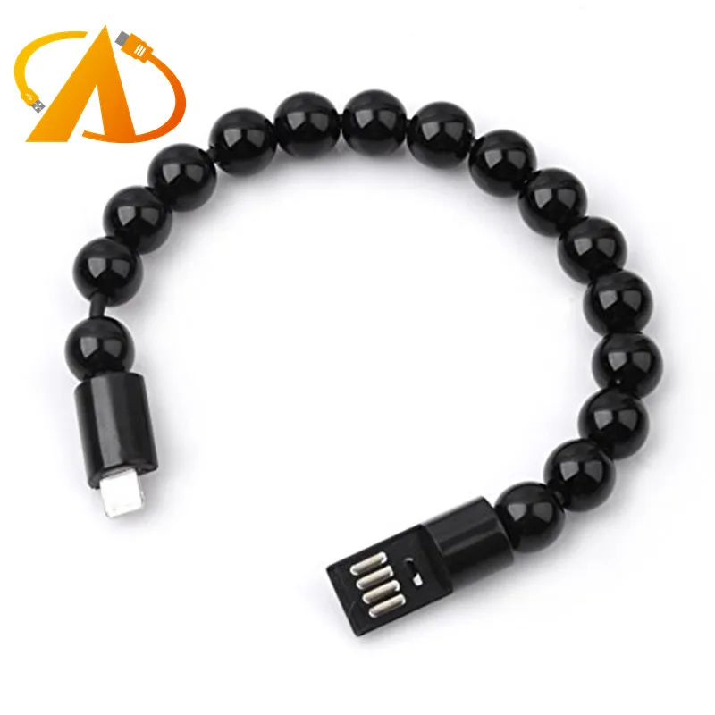 24cm Creative USB Data Sync Charging Cable Bead Bracelet Charger For Android