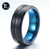 Groove wolfram steel ring black,tungsten ring for man