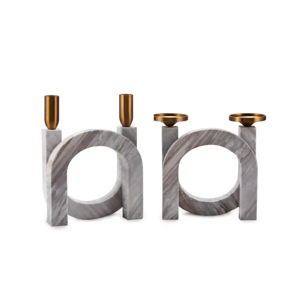 
U shape marble alloy decorative candle stick holder candle stand for home decor 
