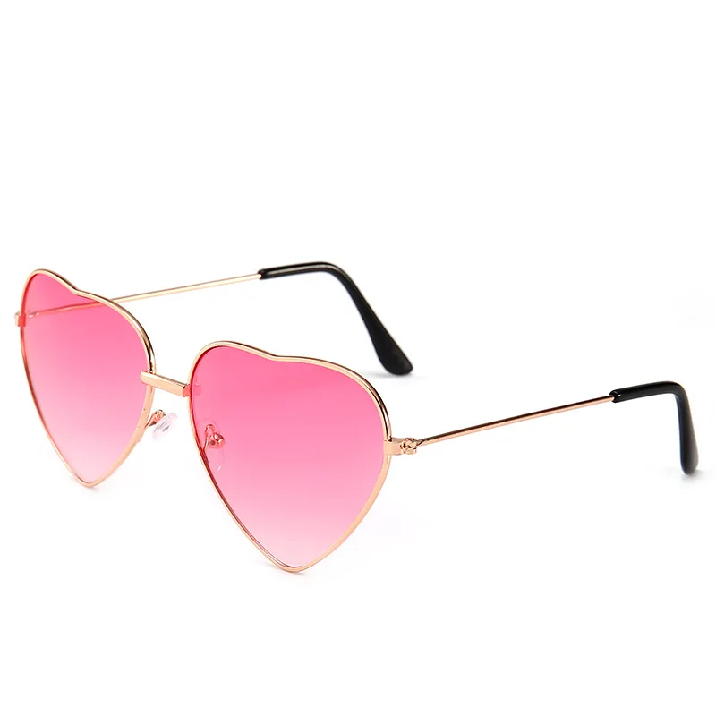 

Custom Logo New Style Retro Metal Frame Pink Heart Shaped Lens Womens Sunglasses, 5 colors