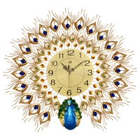 

Oversized Peacock Designer Home Goods Wall Clocks Beautiful Crystal Clock Wholesale