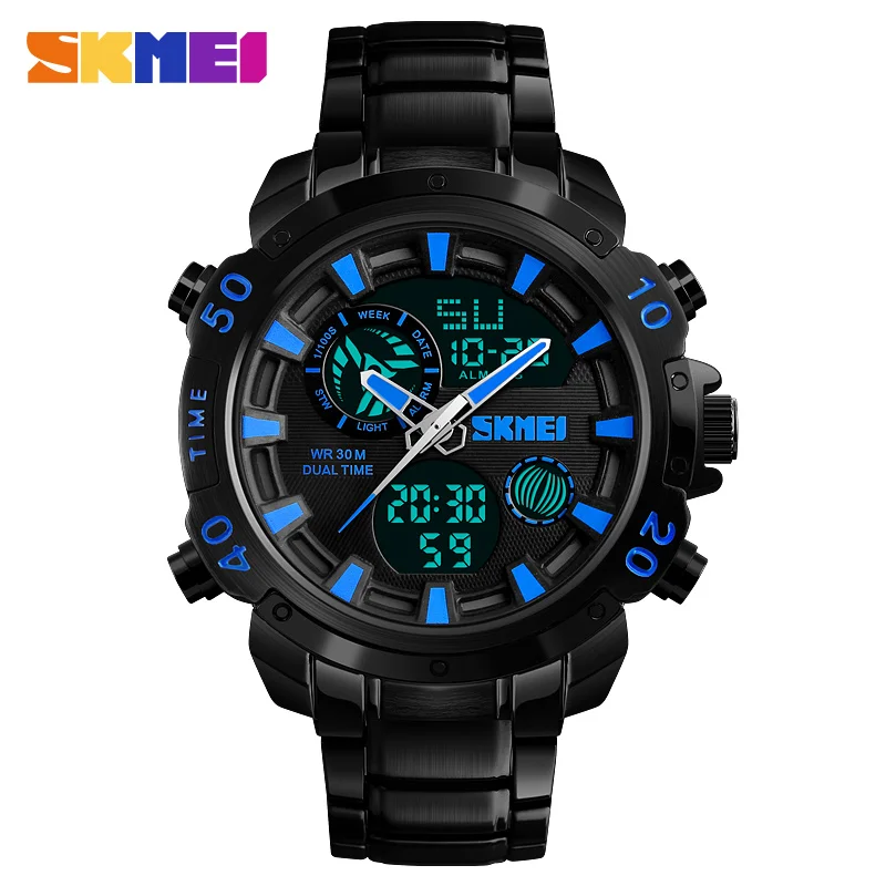 

SKMEI 1306 Luxury Brand Mens Watches Analog Digital Sports Quartz Watch Military Waterproof Clock Dual Time Casual Wrist Watch, N/a