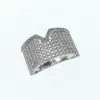 Echsio Hand Setting Tiny V Shaped Bands White Clear Cubic Zirconia Copper Ring 4 Size Party Jewelry Women CP355