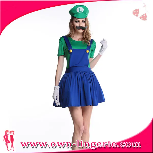 Red Mario Lady Pretty Plumber Adult Costume