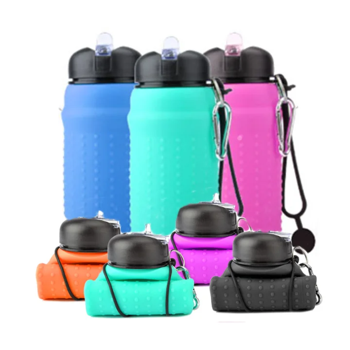 

Promotional Gifts Silicone Water Jar Best Selling Water Roll Bottle With Straw, Customized color