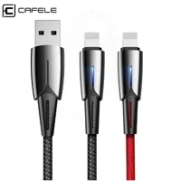 

Cafele Universal Automatic power-off led USB Charging Cable USB Nylon Braid Wire Zinc Alloy Data Transfer Cable