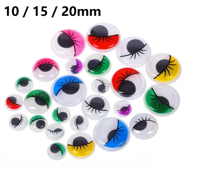50pcs 15mm Mix Colors Custom Wholesale Oval Googly Eyes With Eyelash
