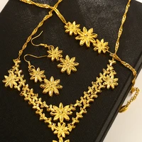 

xuping necklace set, dubai 24K gold plated flower women wedding bridal jewelry set, wedding necklace