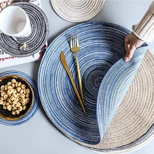 Image of Nordic thread home manual anti hot dish mat coaster dish pad Western round dining table mat