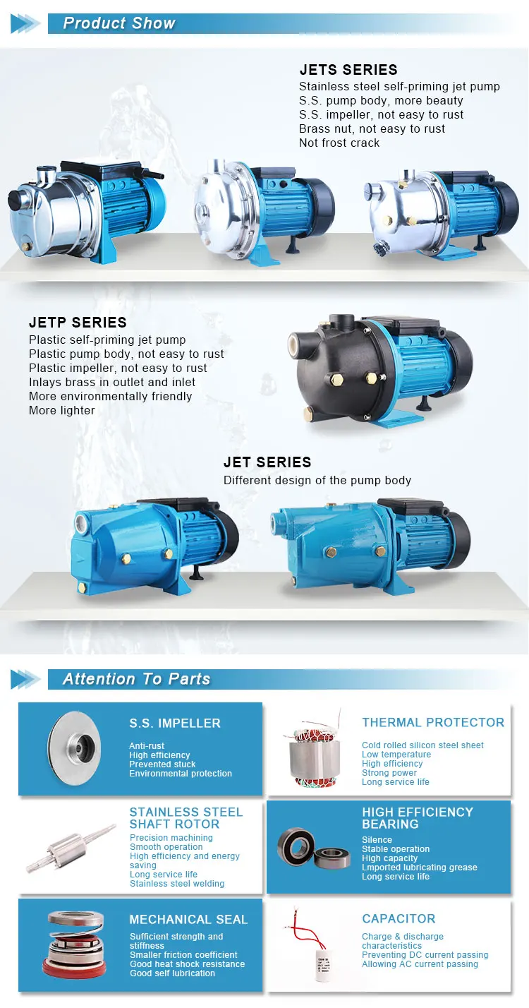 Large Flow Home Use Garden Stainless Steel Self-priming Jet Water Pump