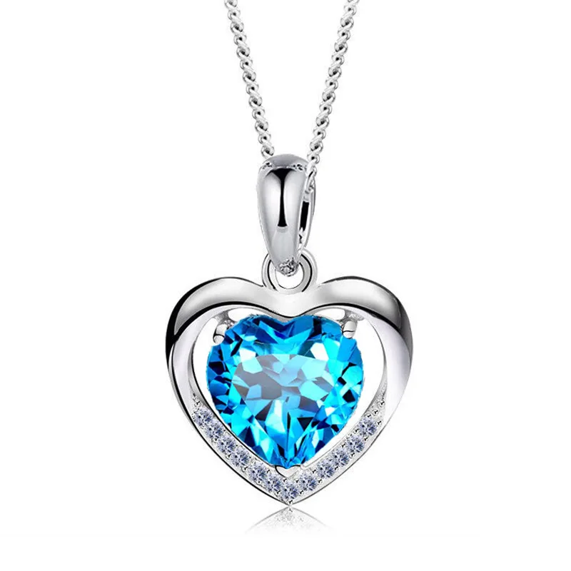 

Hot-selling 925 sterling silver heart big zircon stone pendant necklace design
